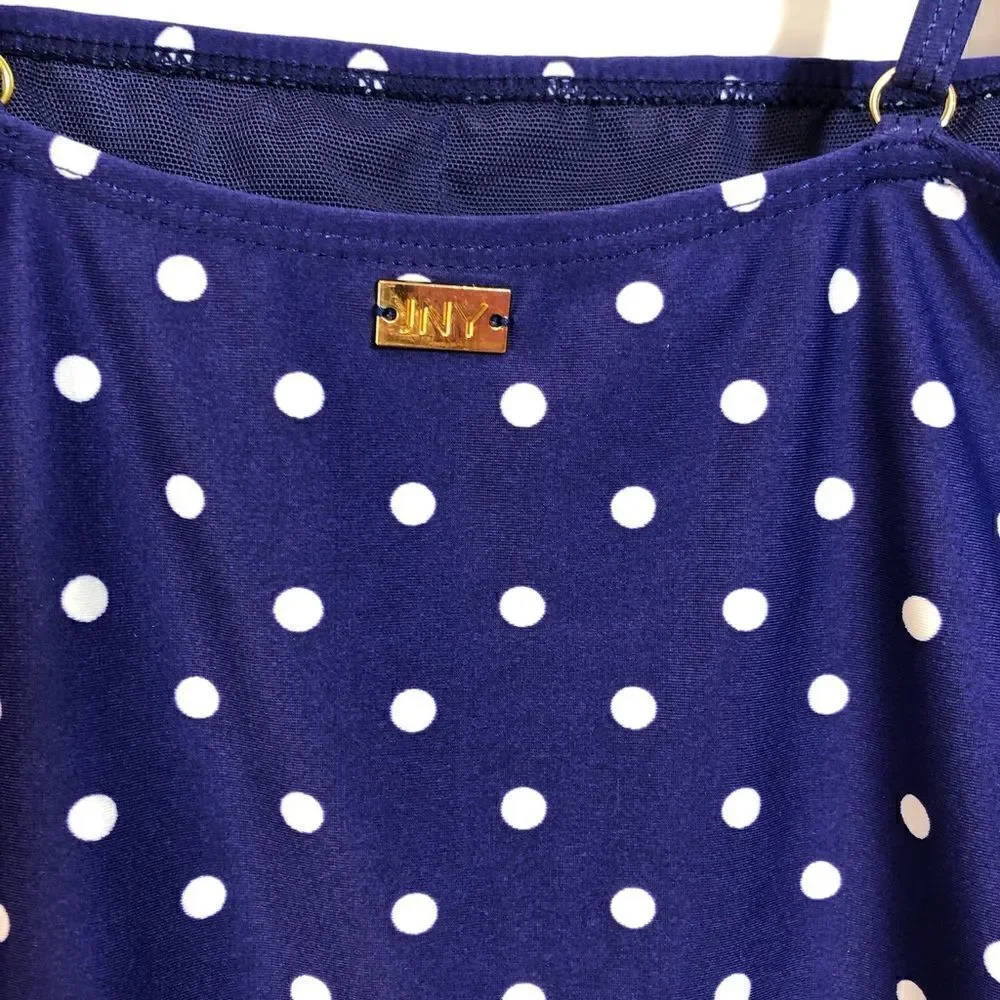 Jones New York Blue Polka Dot One Piece Swimsuit Size Medium